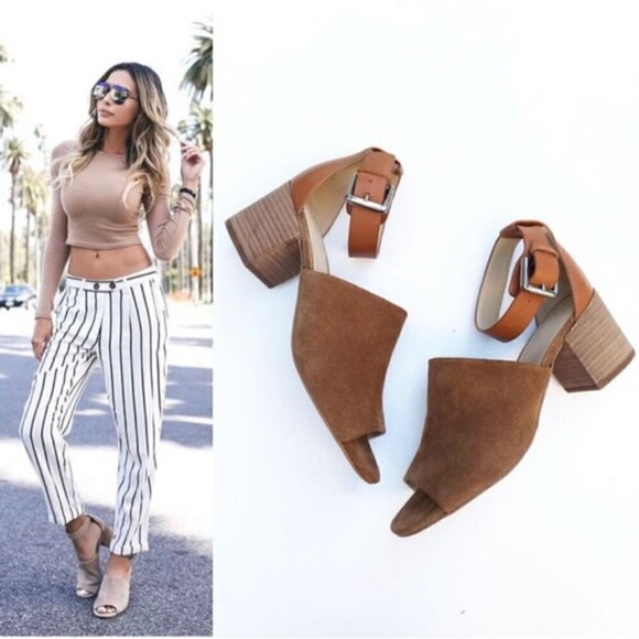 Marc Fisher SZ 9 Robe 2 Sandal Cognac Block Heel Office Boho Comfy Essential - Picture 2 of 8